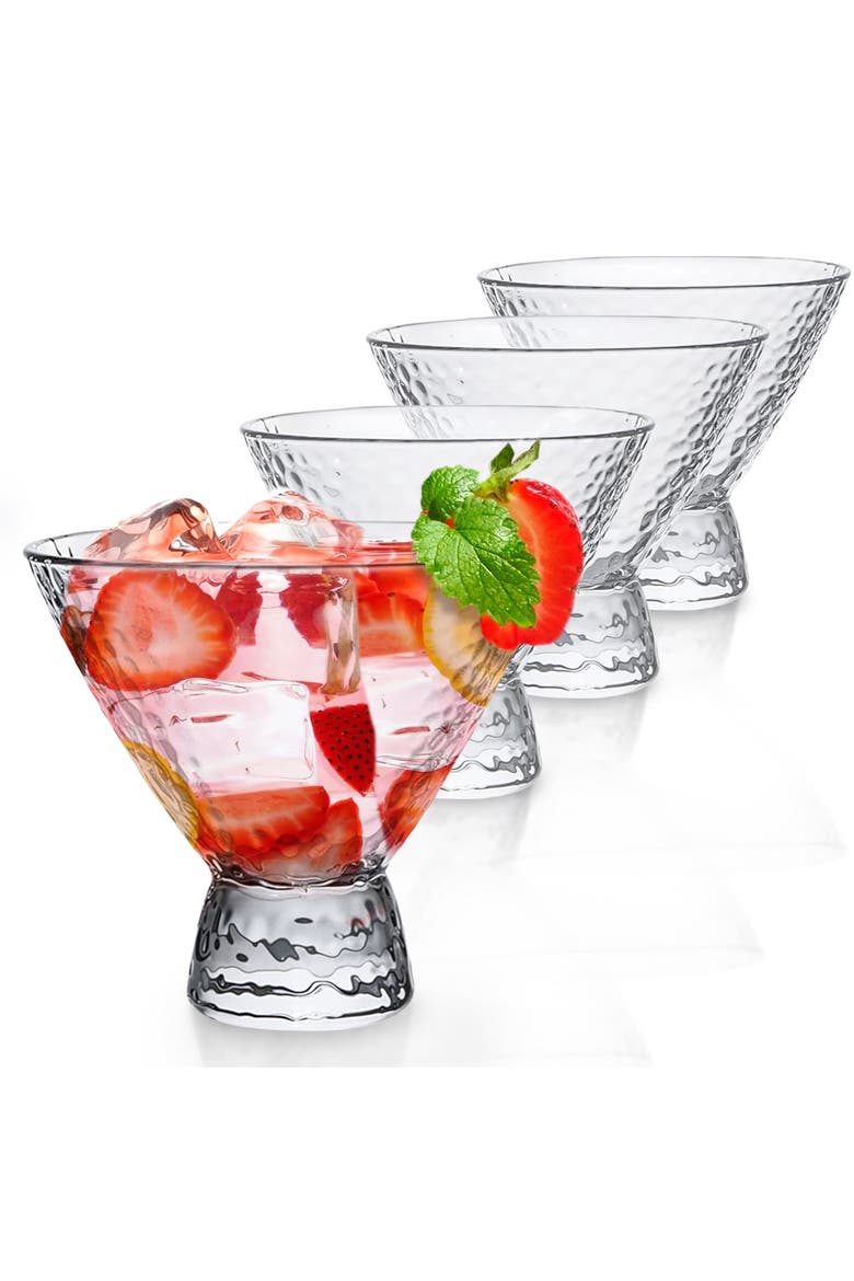 Clear Hammered Cocktail Martini Glasses - Set of 4, Alternate, color, Clear