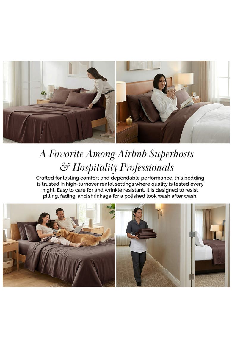 Southshore Essentials Double Brushed 100 GSM Sheet Set, Alternate, color, BROWN