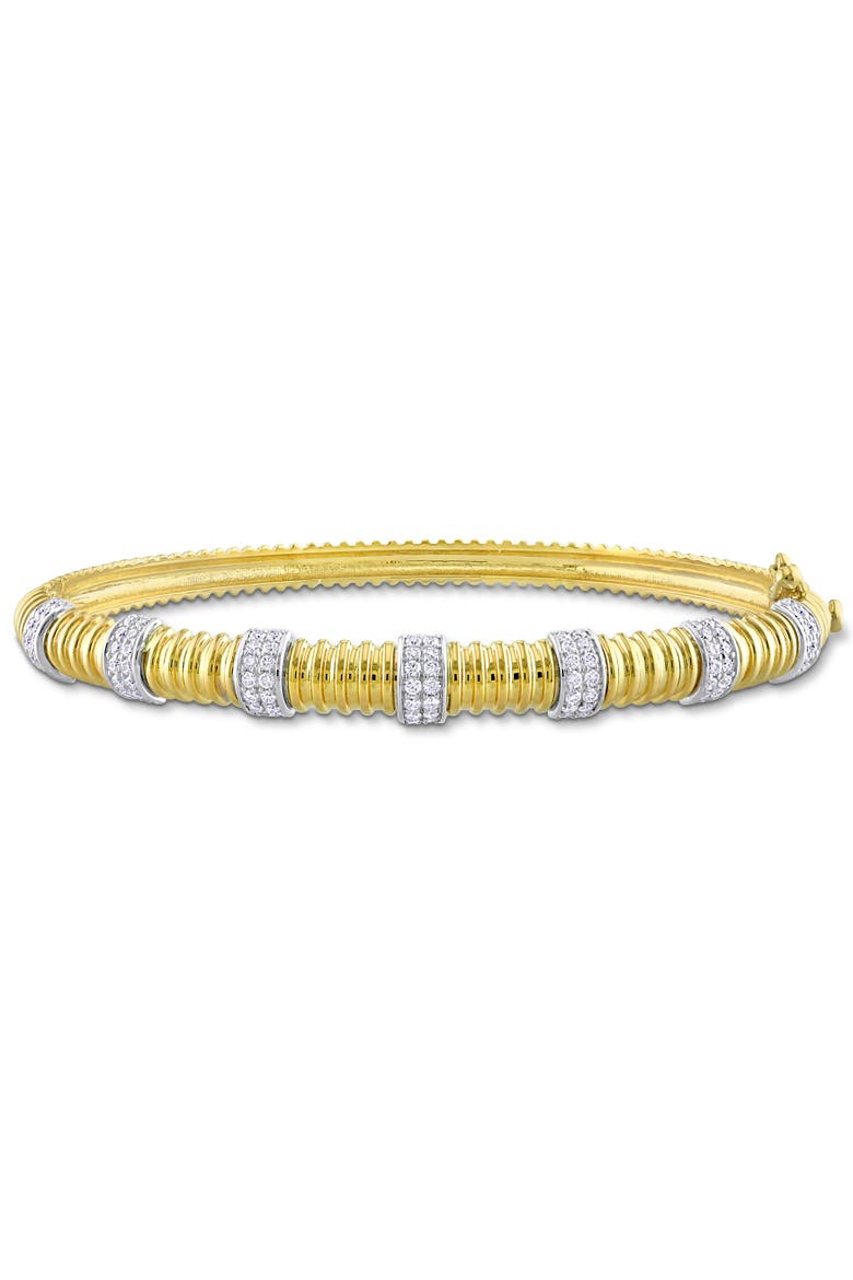Diamond Station Bangle Bracelet 14k, Main, color, 14k Gold
