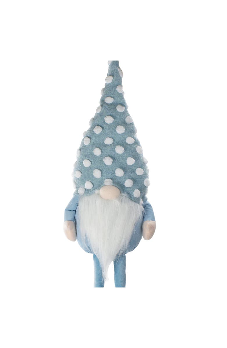 Northlight Sitting Spring Gnome Figure with a Pointy Polka Dot Hat - 34" - Blue and White, Alternate, color, Blue