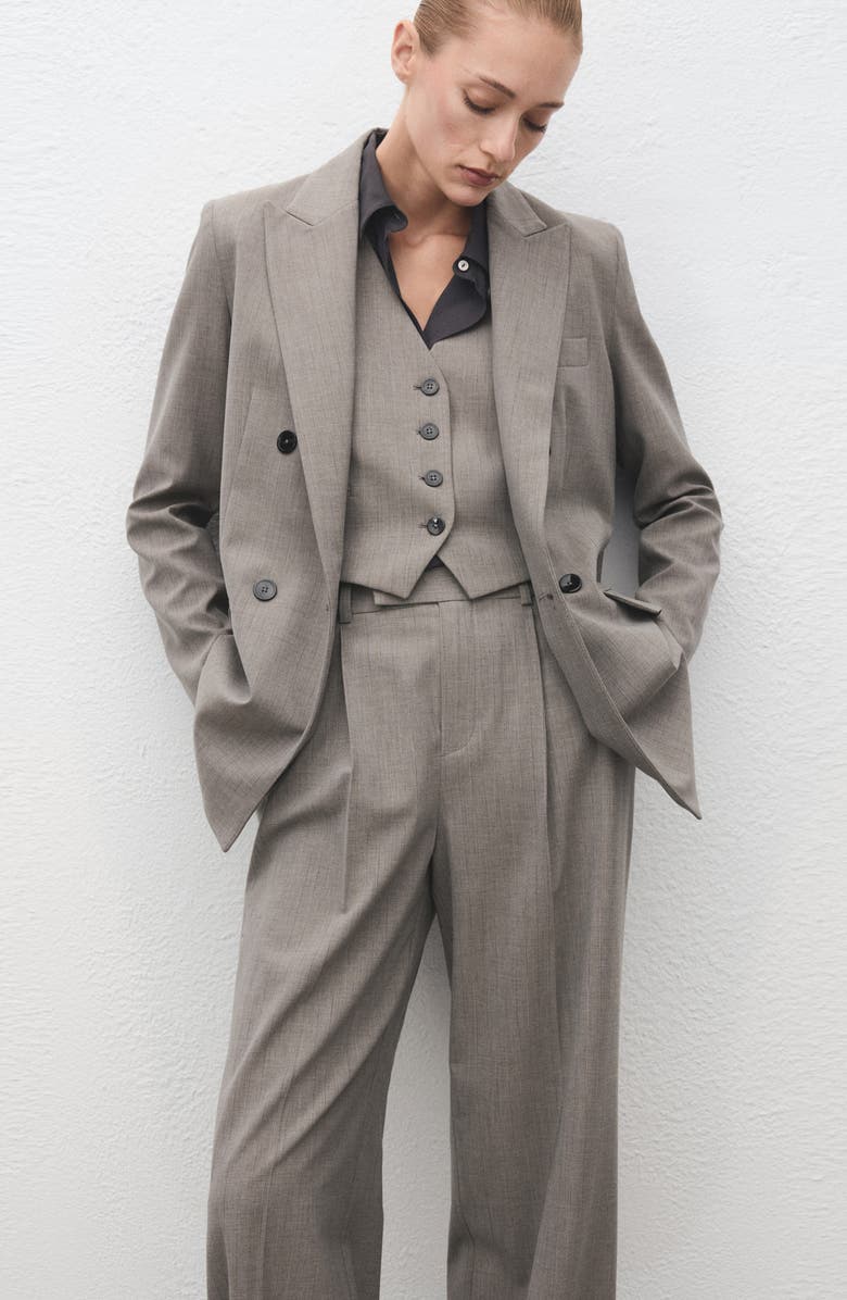 MANGO Pleated Straight Leg Pants, Alternate, color, Grey