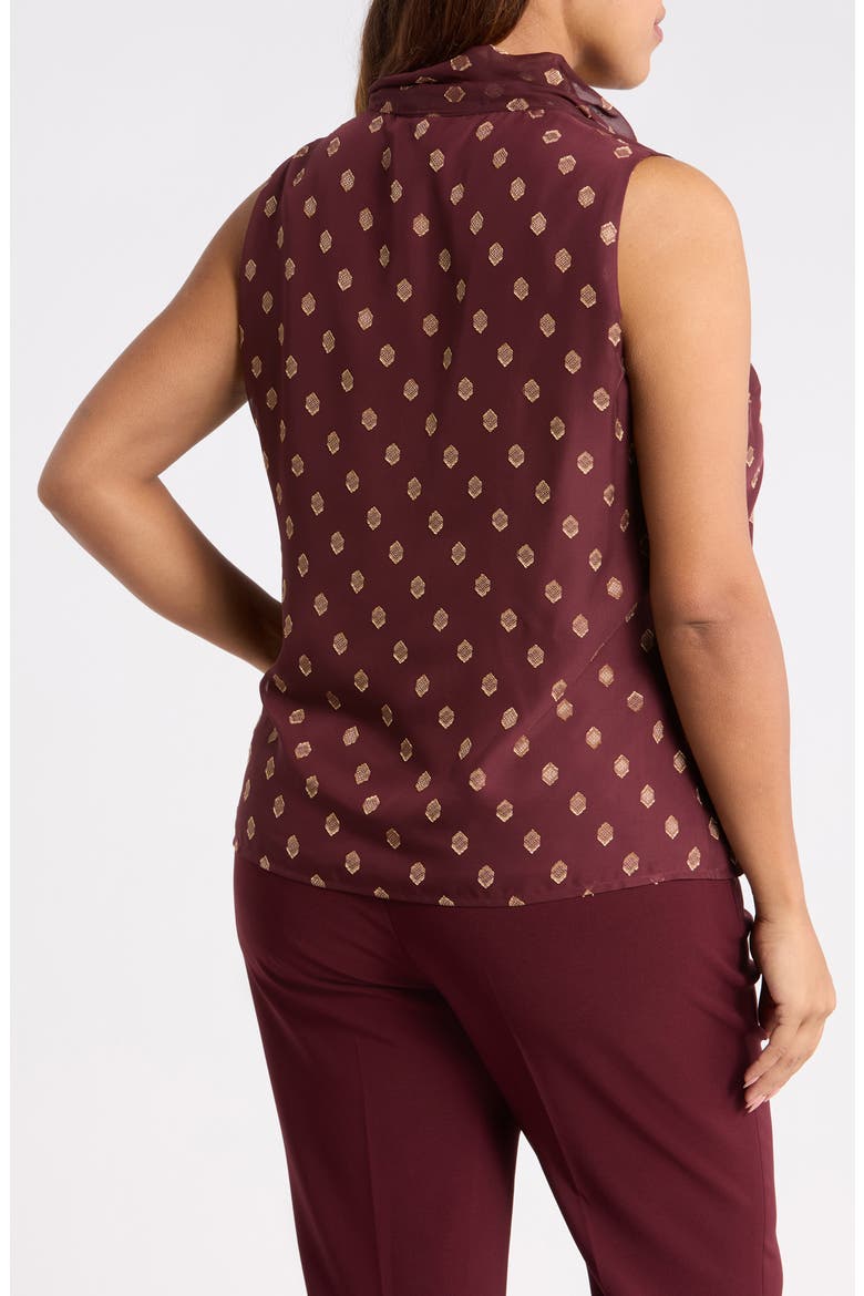 Bow Tie Neck Sleeveless Shell, Alternate, color, BAROLO / GOLD