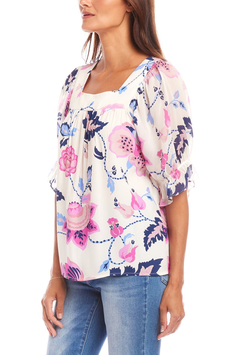 Karen Kane Floral Print Square Neck Top, Alternate, color, Print