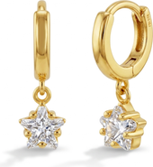 In Season Jewelry Star Dangle Plated Hoop Earrings