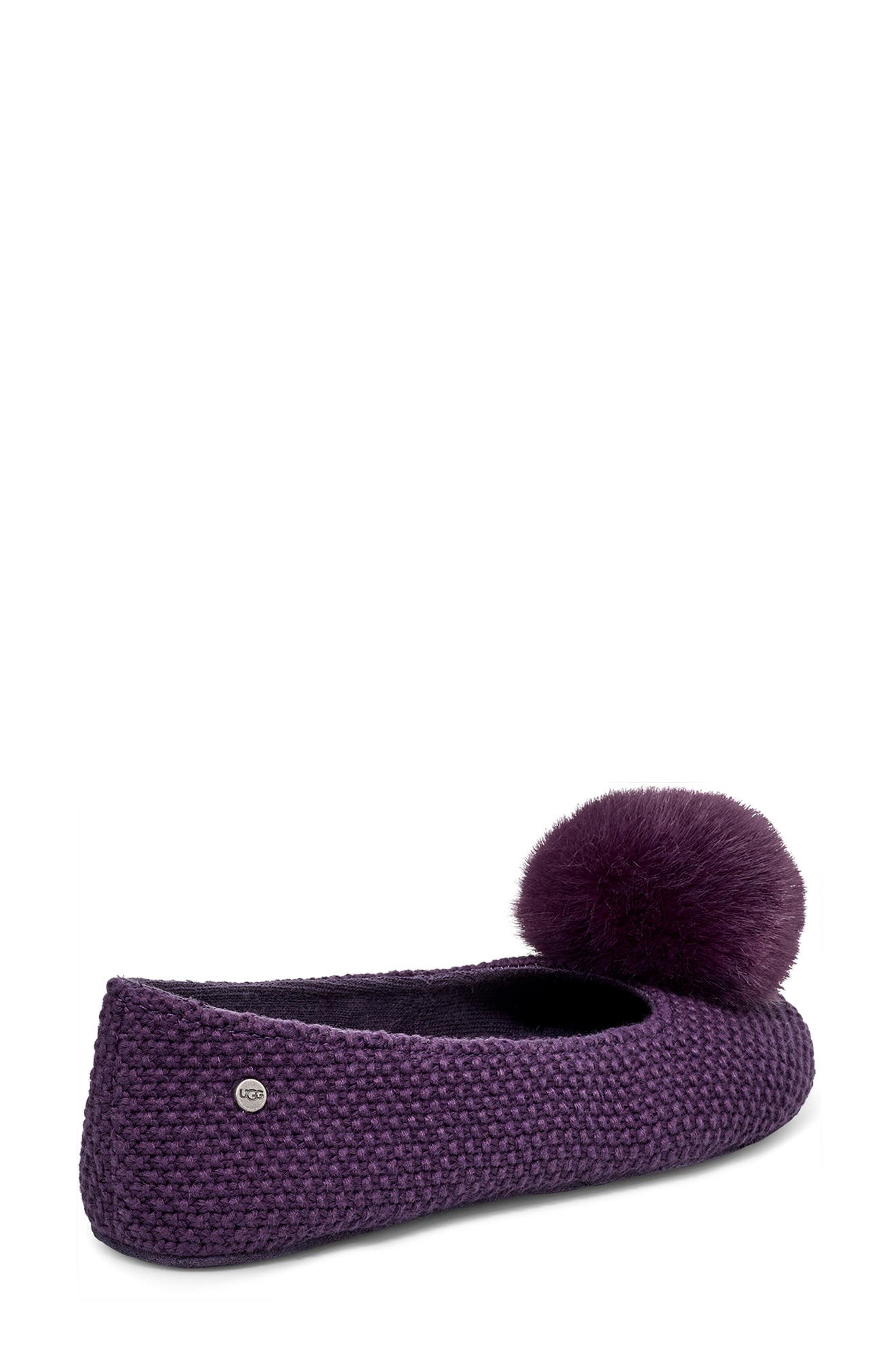 Andi Pompom Slipper, Alternate, color, NIGHTSHADE