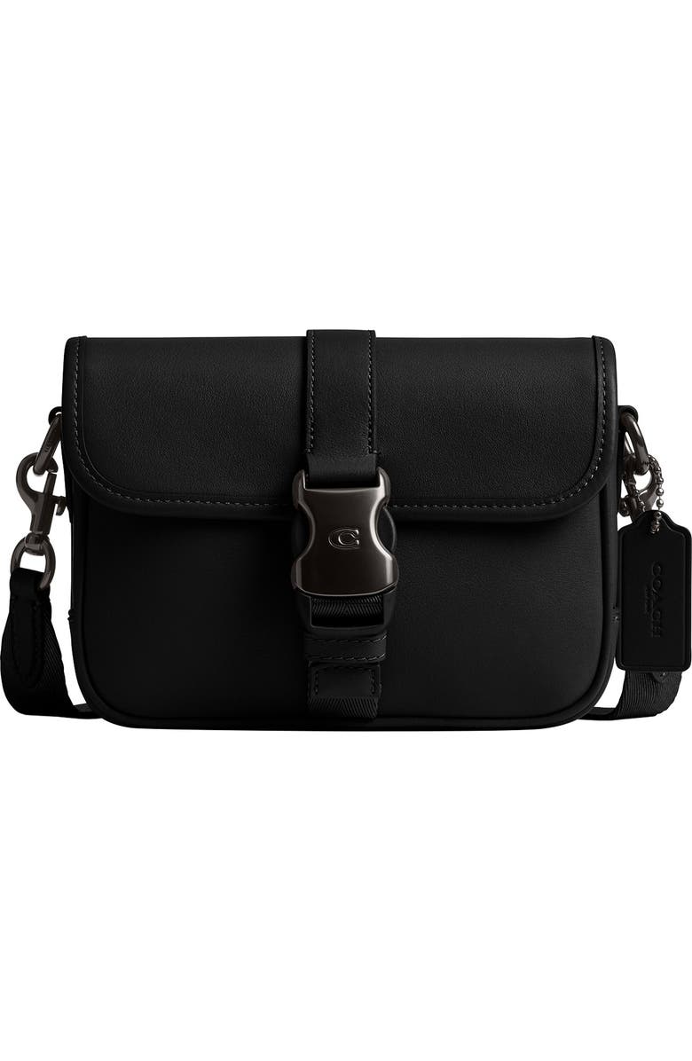 COACH League Leather Crossbody Bag, Main, color, Black