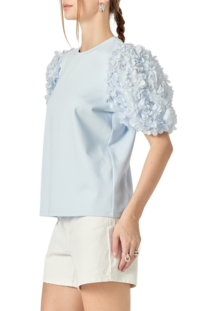 English Factory Flower Mixed Media Top, Alternate, color, Powder Blue