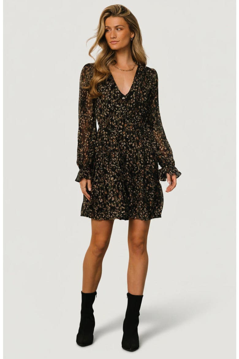 Huxley Tiered Short Dress, Main, color, Black Multi Floral