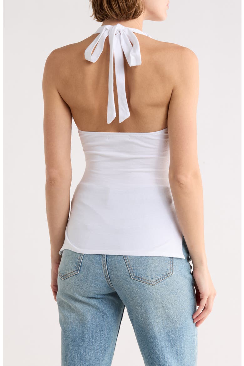 Ruched Halter Top, Alternate, color, WHITE