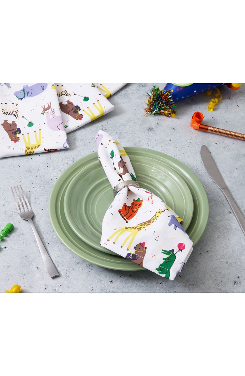 Design Imports Animal Party 4-Piece Napkin Set, Alternate, color, Animal Party Print
