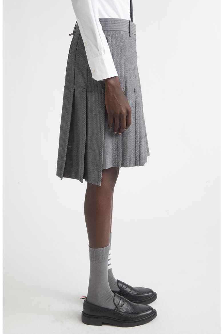 Pleated Low Rise Wool Seersucker Skirt, Alternate, color, LIGHT GREY