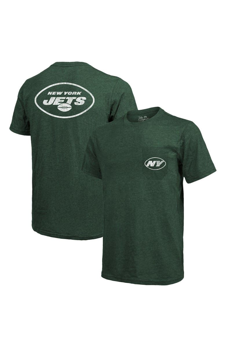 Majestic Threads New York Jets Majestic Threads Tri-Blend Pocket T-Shirt - Heathered Green, Alternate, color, Green