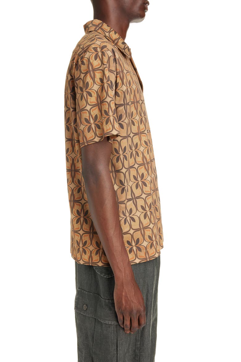 Helder Abstract Print Cotton Jersey Polo, Alternate, color, CAMEL 102