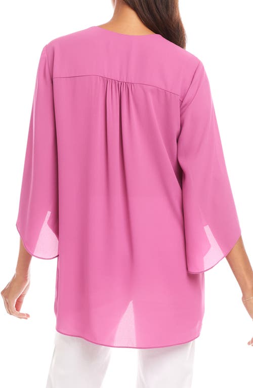 Karen Kane Petite Bracelet Sleeve Asymmetrical Top In Pink