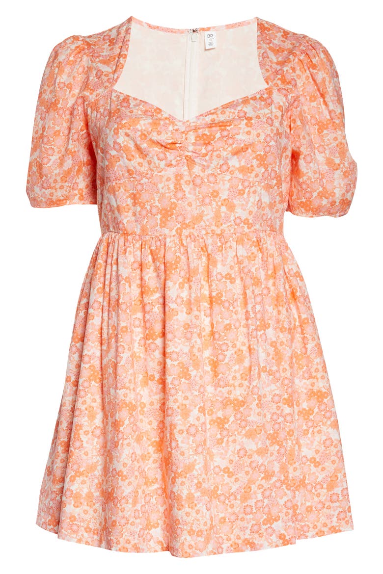 Floral Print Fit & Flare Dress, Alternate, color, IVORY- CORAL TARRY FLORAL