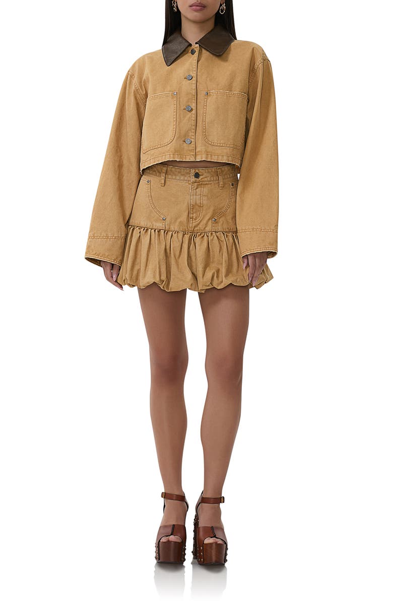 AFRM Wrenley Crop Denim Jacket, Alternate, color, Beige Khaki