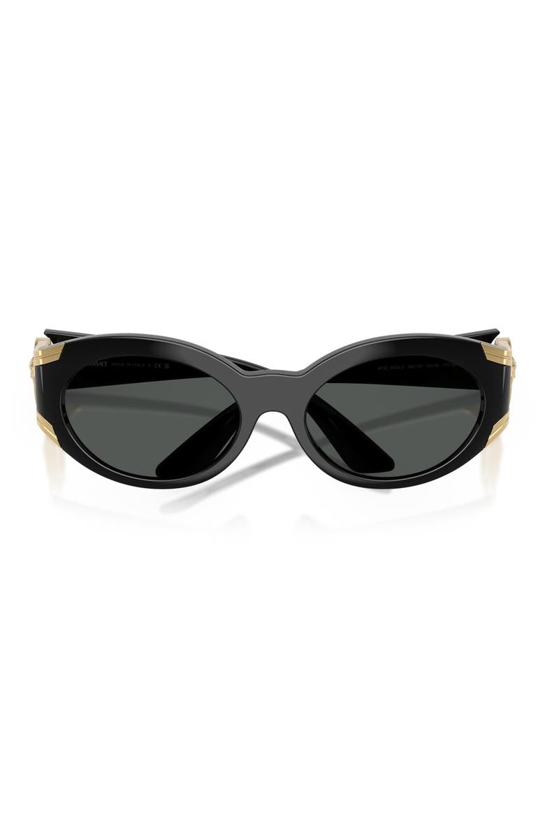 55mm Oval Sunglasses, Alternate, color, BLACK / DARK GREY