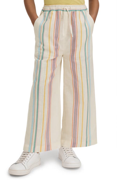 REISS REISS KIDS' CLEO STRIPE WIDE LEG COTTON & LINEN PANTS 