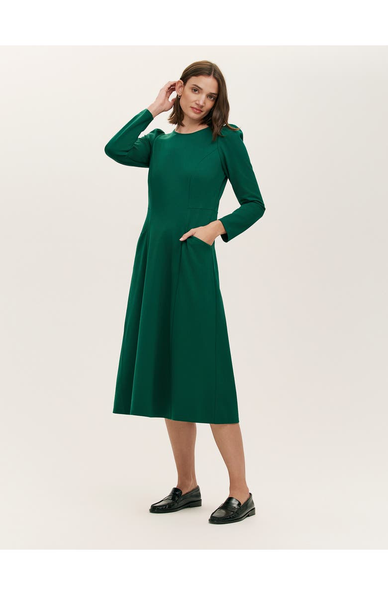 Finery London Felice Ponte Jersey Midi Dress, Alternate, color, Bottle Green