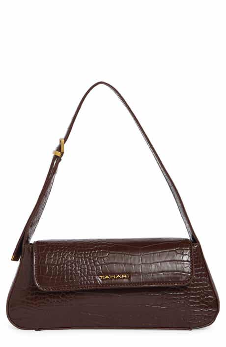 Frankie Croc Embossed Faux Leather Flap Shoulder Bag