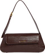 Tahari Frankie Croc Embossed Faux Leather Flap Shoulder Bag