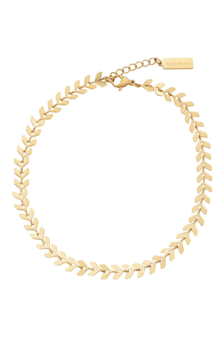 Chevron Chain Anklet, Main, color, GOLD