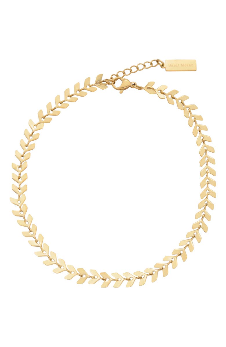 st. Moran Chevron Chain Anklet, Main, color, Gold
