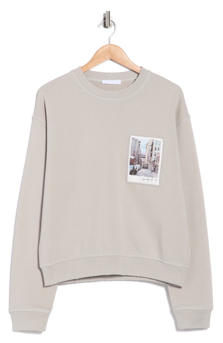 Helmut Lang Postcard Cotton French Terry Sweatshirt, Main, color, Grey