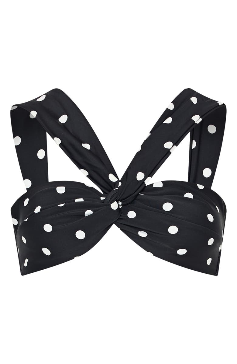 Milly Olivia Polka Dot Twist Front Bikini Top, Alternate, color, Black/ White