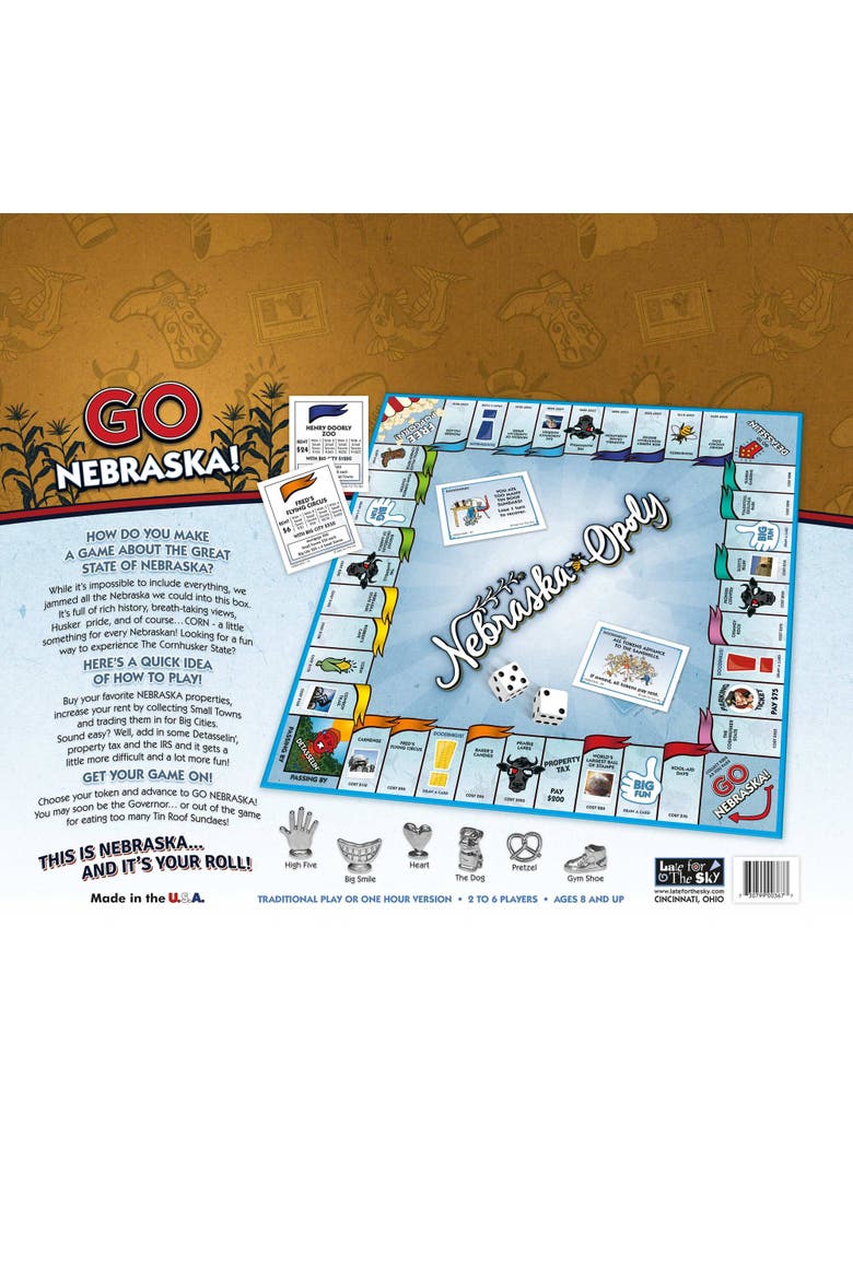 Nebraska Opoly Board Game, Alternate, color, Multicolored