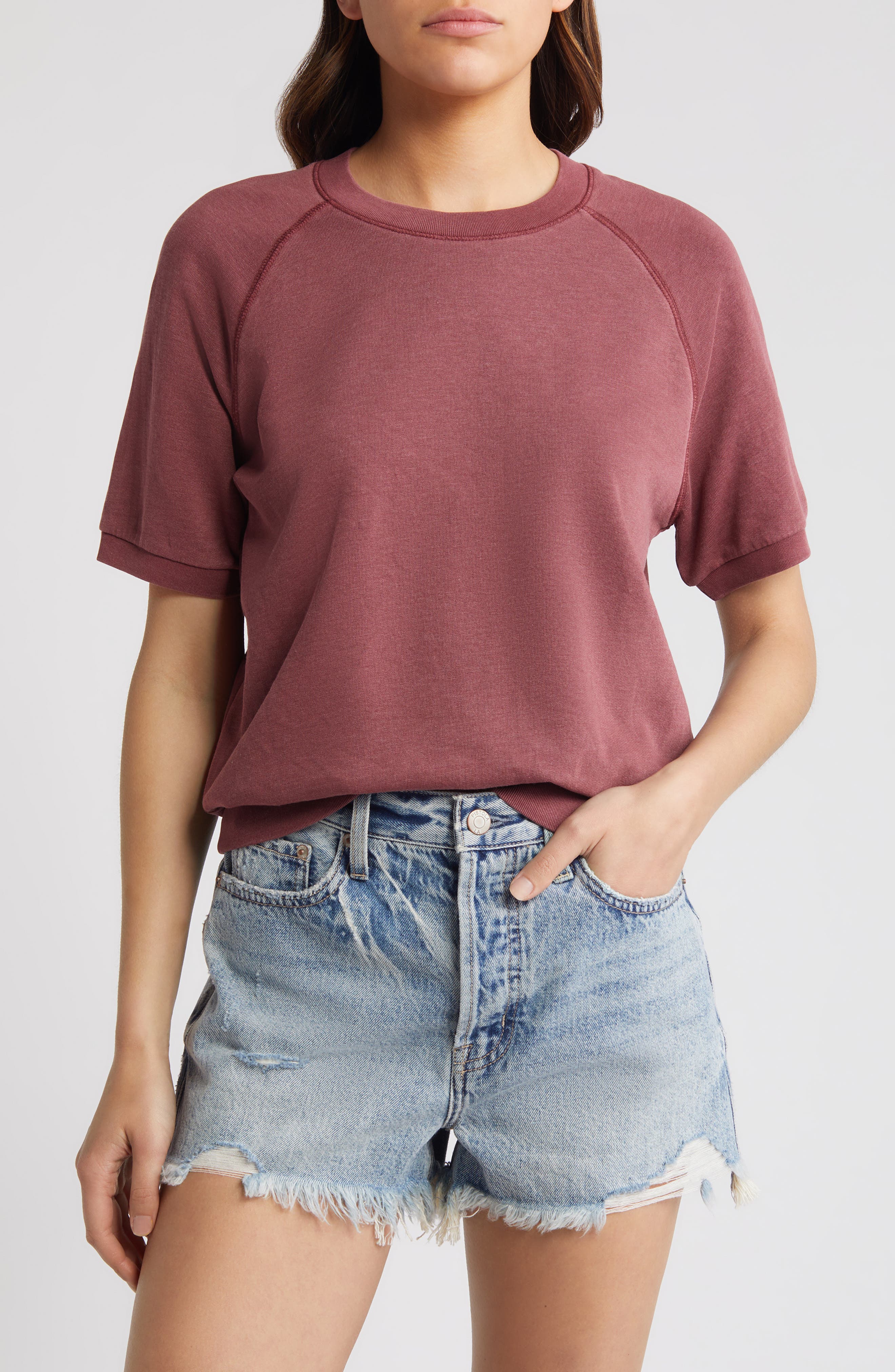 Short Sleeve Cotton Blend Sweatshirt