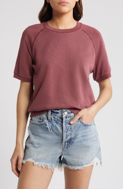 Short Sleeve Cotton Blend Sweatshirt