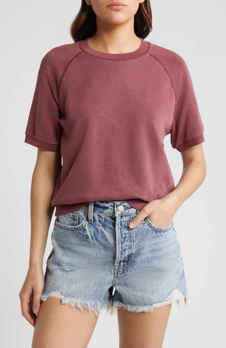 Short Sleeve Cotton Blend Sweatshirt