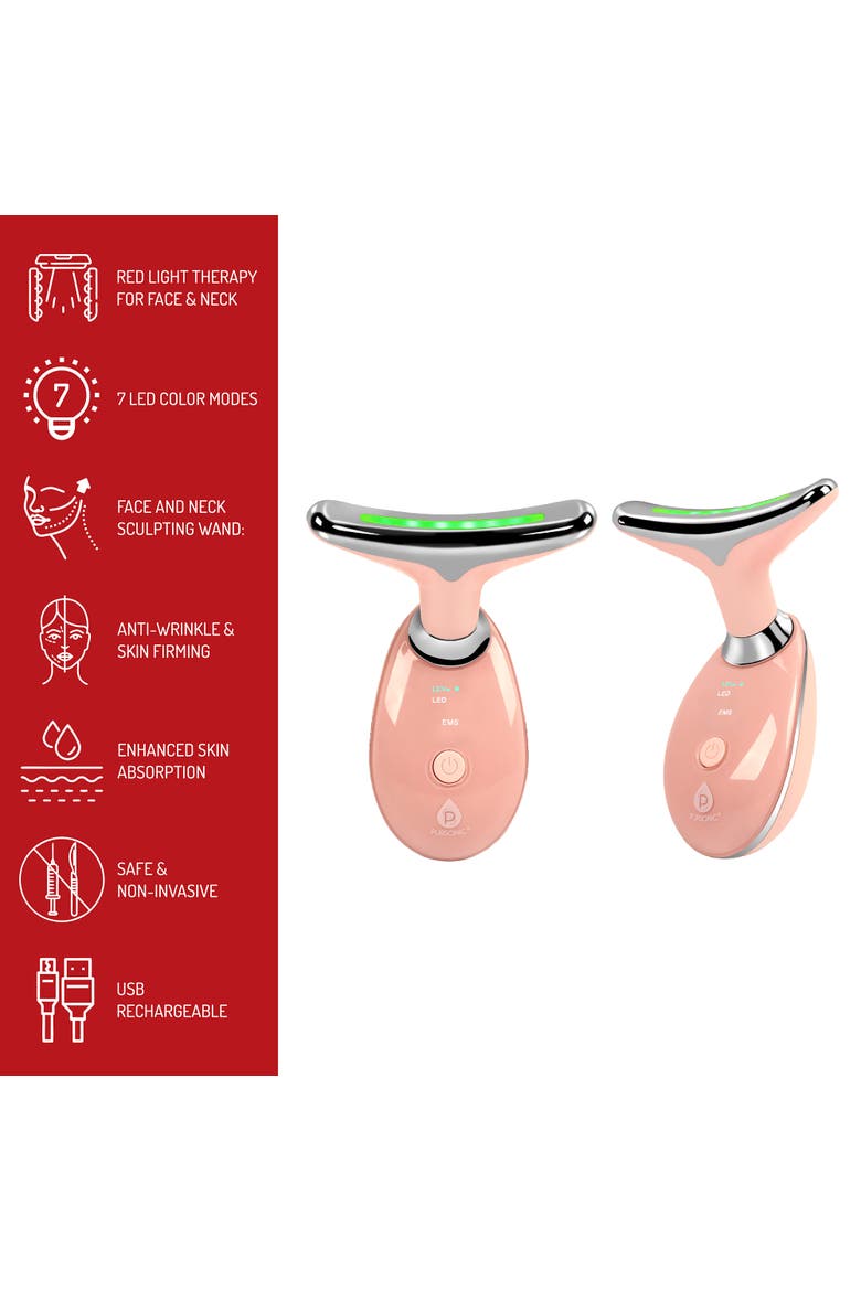 7-in-1 LED Light Therapy Beauty Device - Red Light Therapy Face & Neck Sculpting Wand, Alternate, color, Pink