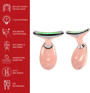 7-in-1 LED Light Therapy Beauty Device - Red Light Therapy Face & Neck Sculpting Wand