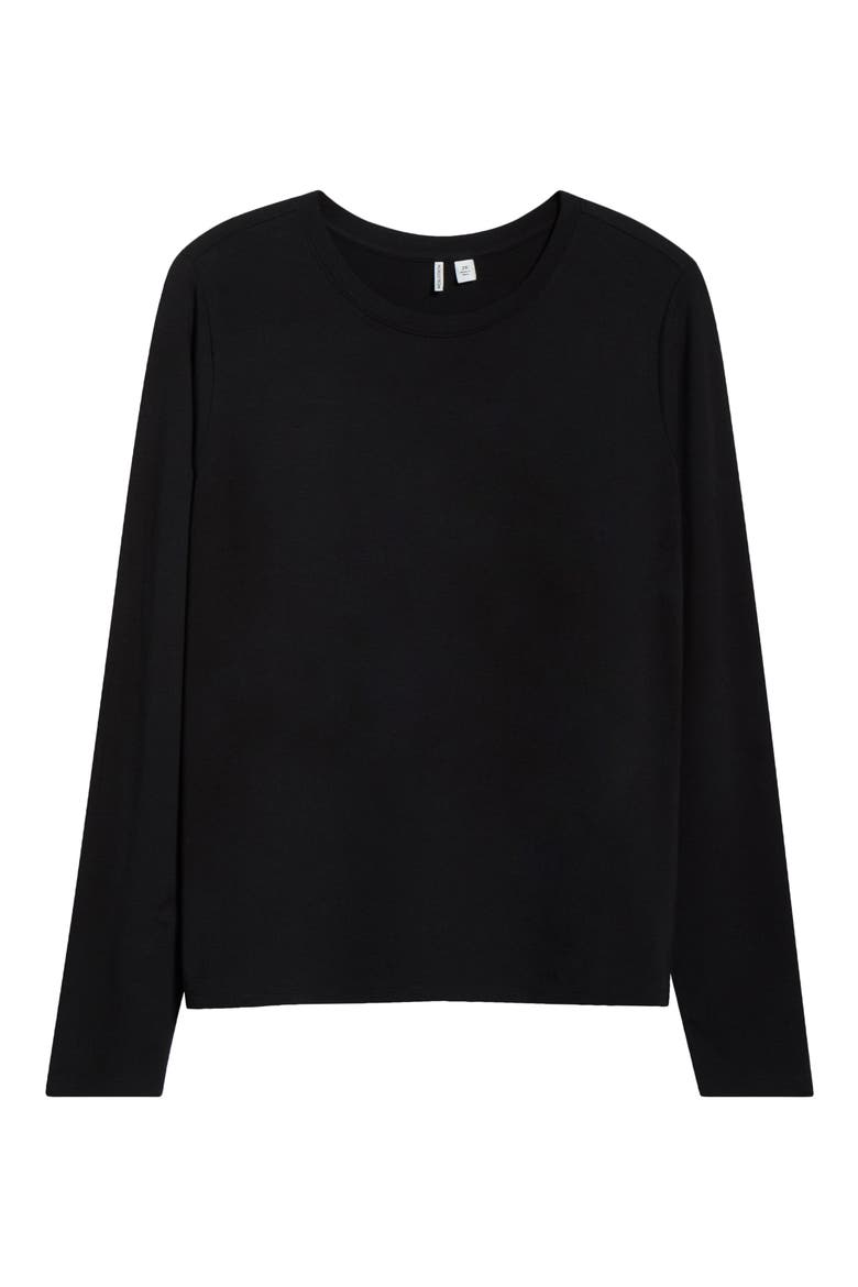 Pima Cotton & Tencel Modal Long Sleeve T-Shirt, Alternate, color, BLACK