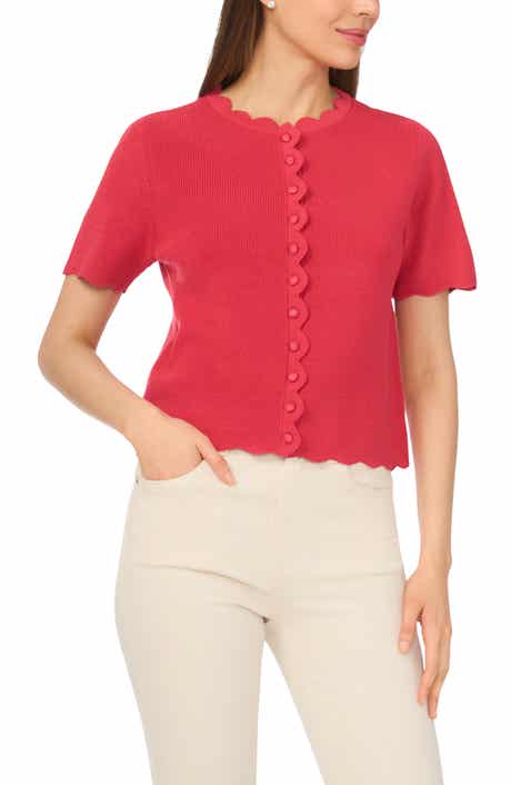 Scallop Edge Short Sleeve Cardigan