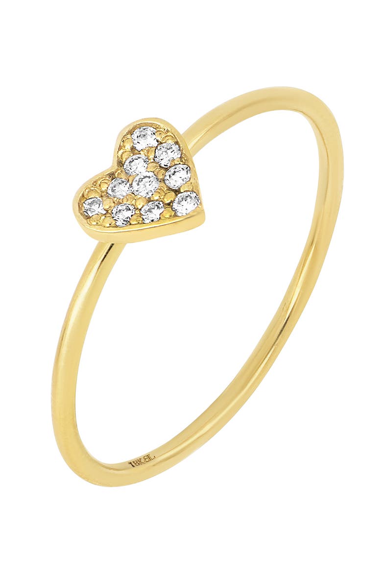 18K Gold Heart Diamond Pave Ring - 0.04 ctw (Nordstrom Exclusive), Main, color, 18K YELLOW GOLD