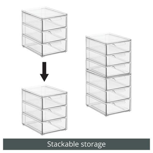 Mdesign 3-drawer Stackable Organizer For Kitchen Or Pantry In Transparent