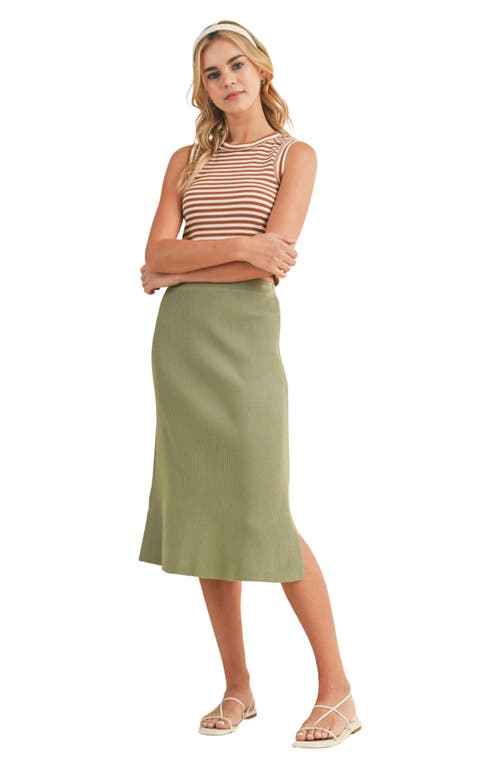 Wishlist Rib Knit Midi Skirt In Green