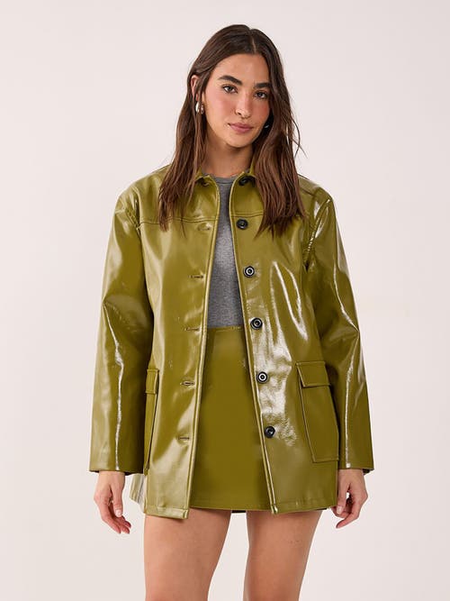 Nasty Gal Vinyl High Clean Longline Jacket In Green