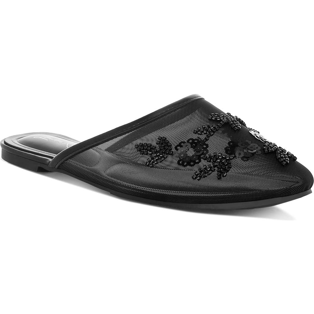London Rag Nahra Embellished Mesh Mule In Black