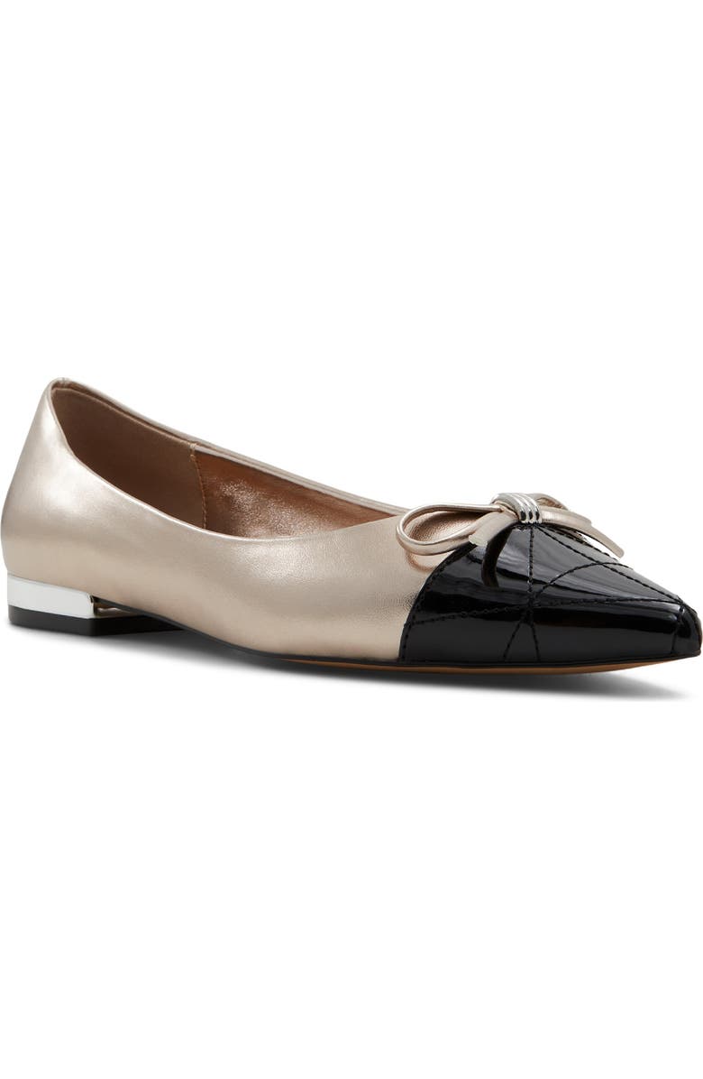 ALDO Maddelyn Pointed Cap Toe Flat, Main, color, Silver
