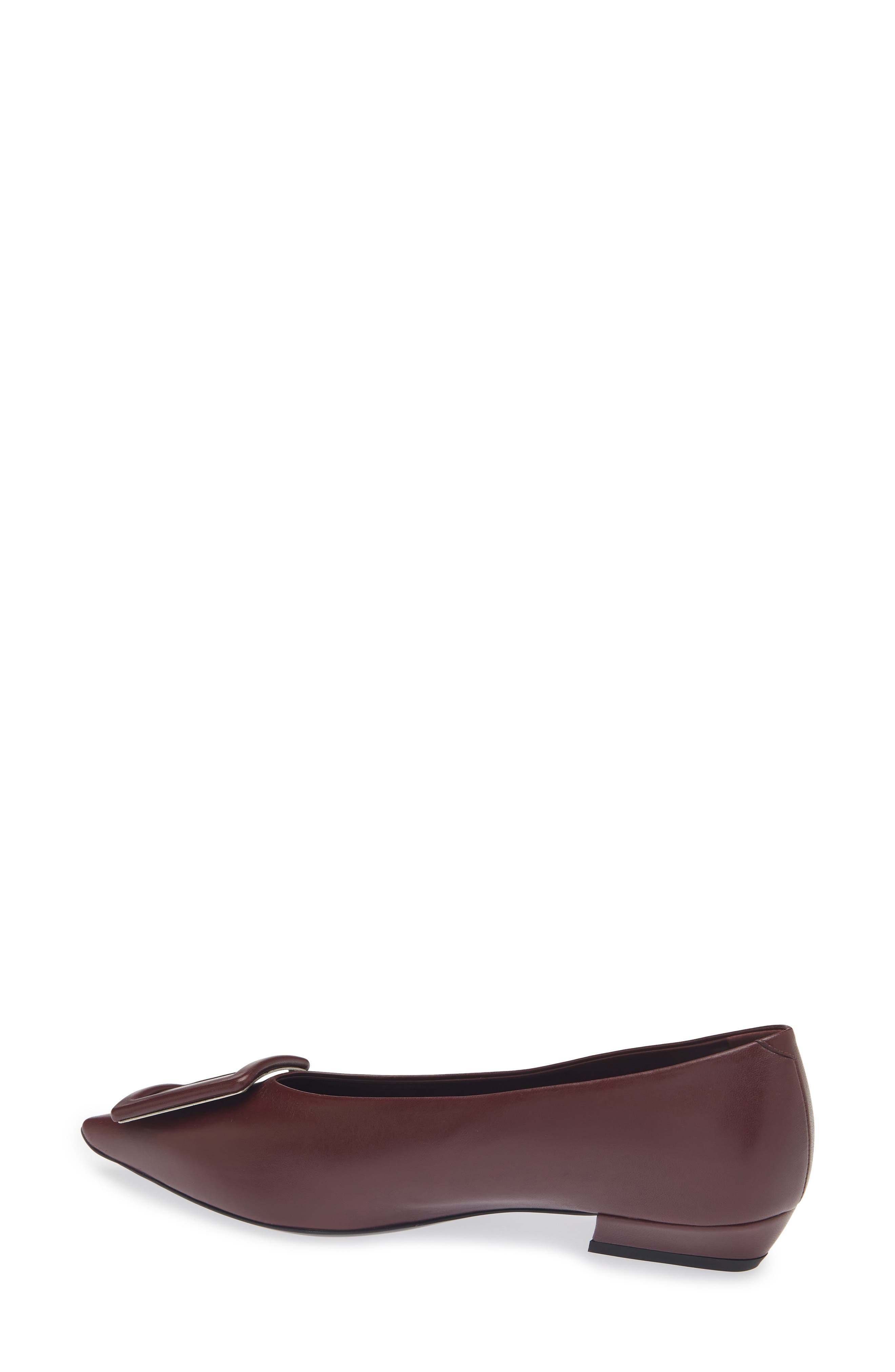 Covered Buckle Pointed Toe Leather Flat, Alternate, color, MOSTO MEDIO
