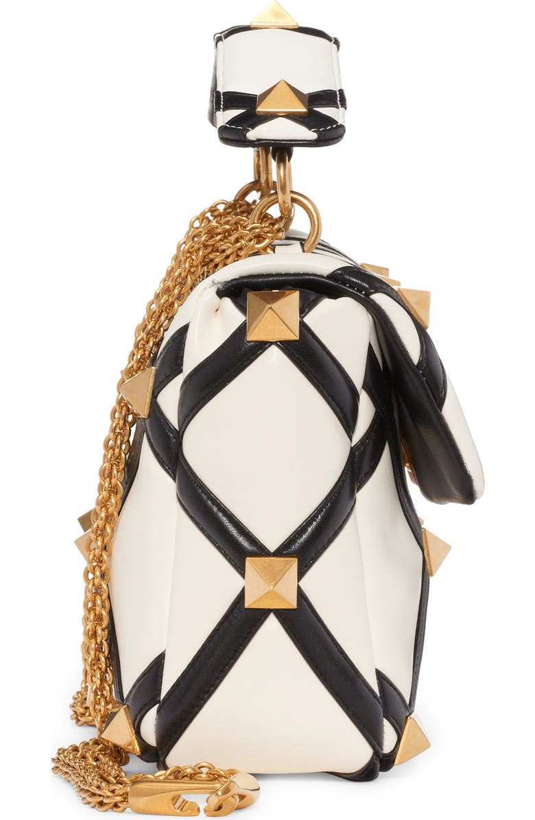 Valentino Garavani Large Roman Stud Inlay Leather Top Handle Bag, Alternate, color,