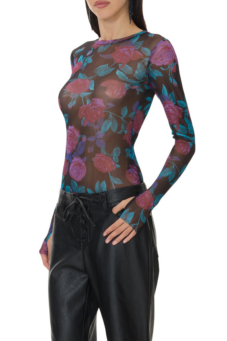 Kaylee Floral Mesh Top, Alternate, color, PLUM ROSES