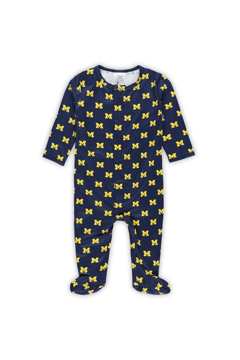 Newborn & Infant ZooZatz Navy Michigan Wolverines Magnetic Closure Sleeper, Main, color, Navy