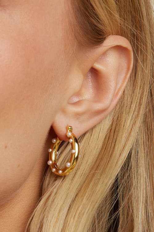 Untamed Petals Paris Pearl Hoops In Gold