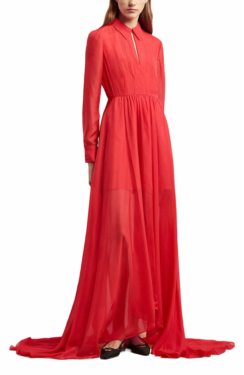 Rebecca Taylor Habanero Chiffon Gown, Main, color, Habanero