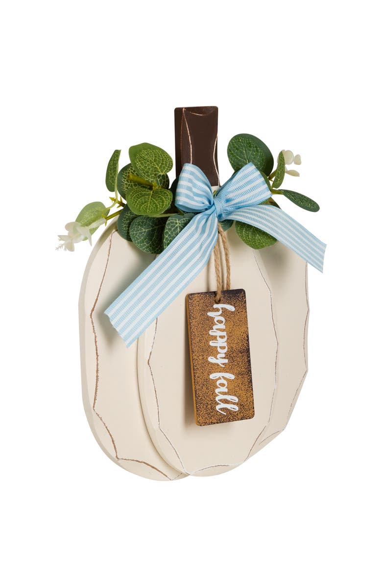 Northlight Happy Fall Pumpkin Fall Harvest Hanging Wall Decoration - 9", Alternate, color, Ivory